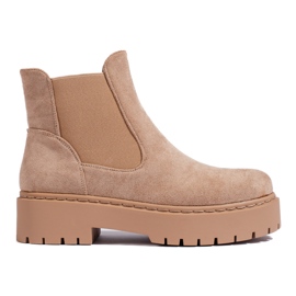 Women's beige suede Shelovet Chelsea boots Women's beige suede Shelovet Chelsea boots