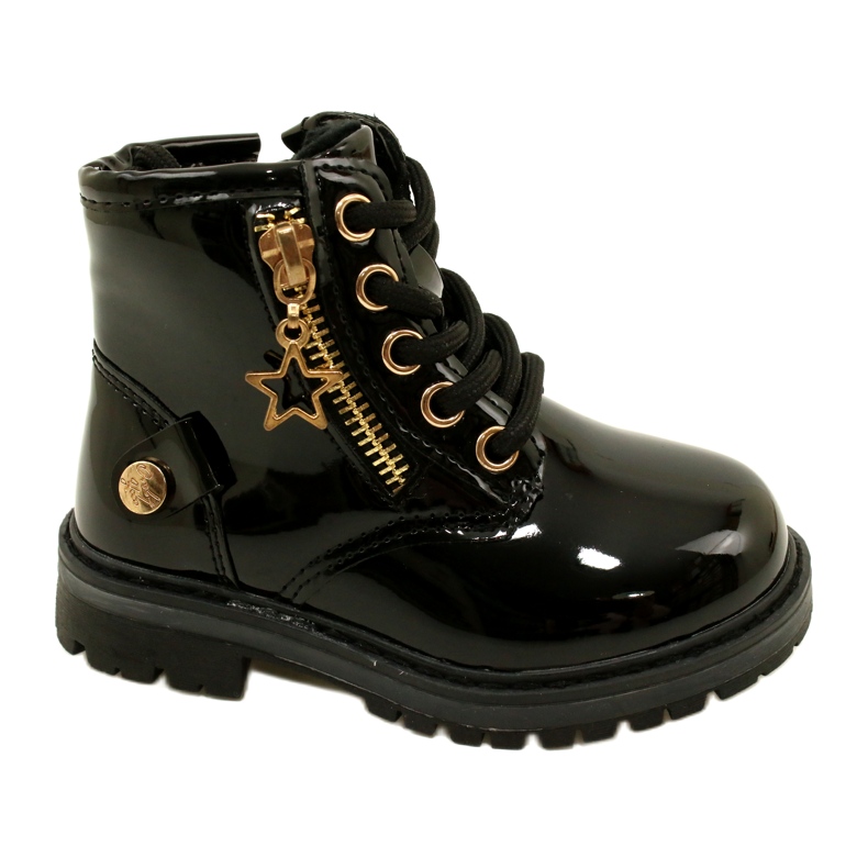 Miss Girls' patent leather boots, star 23DZ23-6593, black Miss Girls' patent leather boots, star 23DZ23-6593, black