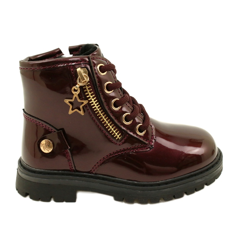 Miss Girls' boots, patent leather, star 23DZ23-6593, burgundy red Miss Girls' boots, patent leather, star 23DZ23-6593, burgundy red