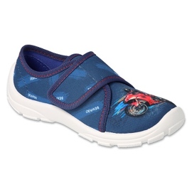 Befado children's slippers 974Y533 blue with a motorcycle