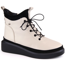 Beige insulated leather boots on the platform by Filippo DBT4799