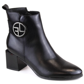 Women's boots on a decorative high heel, insulated, black, Potocki SZ12227