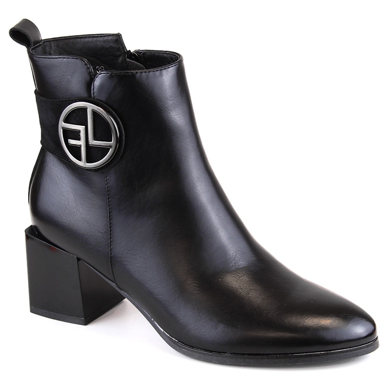 Women's boots on a decorative high heel, insulated, black, Potocki SZ12227