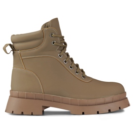 Brown women's lace-up boots beige