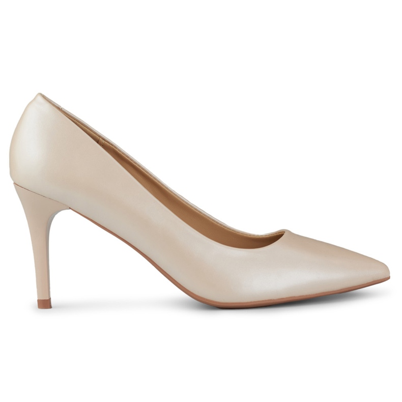 Powder low women's high heels beige