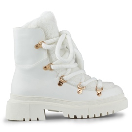 Women's white fur snow boots