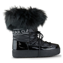Black women's snow boots with decorative fur