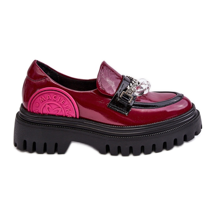 Decorated Chunky Leather Women's Shoes Maciejka 06294-15 Fuchsia pink