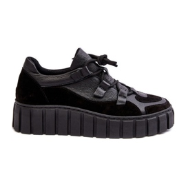 Women's Leather Sports Shoes on the Platform M01/1 Zazoo Black
