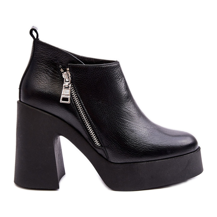Women's Ankle Boots On A Massive High Heel With A Zipper 1755 Zazoo Black