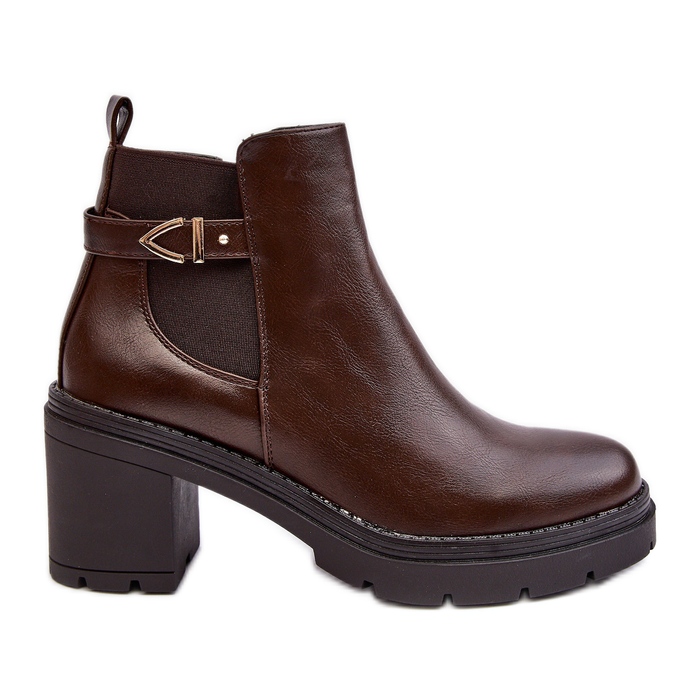 Leather Women's Ankle Boots on a Massive High Heel, Brown Belinda Leather Women's Ankle Boots on a Massive High Heel, Brown Belinda