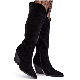 Fashionable Delia Black Suede Cowboy Boots Fashionable Delia Black Suede Cowboy Boots