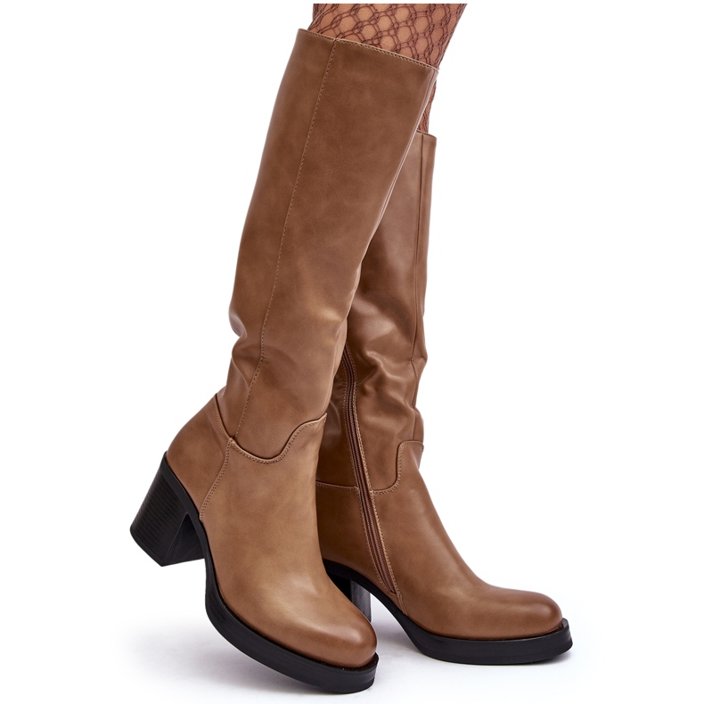 Women's Insulated High Heel Boots, Dark Beige Theisen