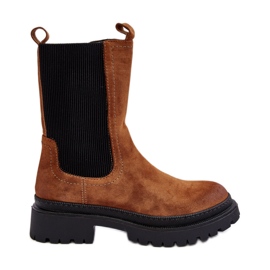 Women's Camel Samil Chelsea boots with a zipper brown