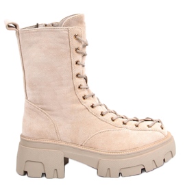 Wayne Beige women's lace-up boots