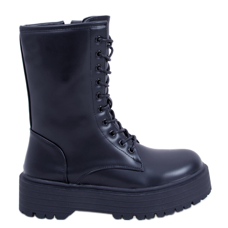 Lace-up boots on a high Rage Black sole
