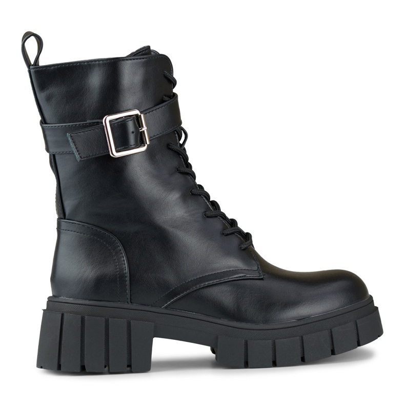 Stylish black women's workers' shoes with a thick sole
