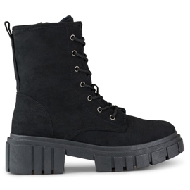 Women's black suede lace-up ankle boots