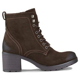 Women's suede brown lace-up ankle boots