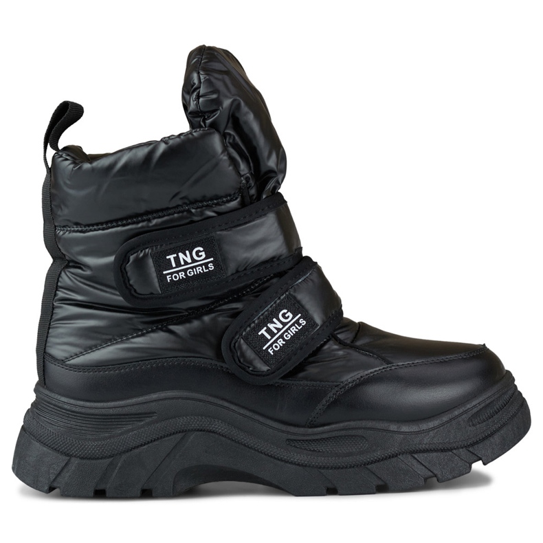 Black women's snow boots with velcro