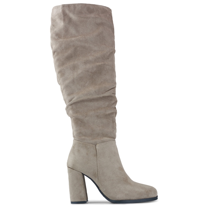 Women's suede boots, dark beige