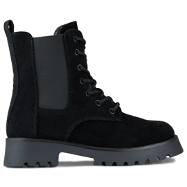 Suede workers women's lace-up Chelsea boots Klara black Suede workers women's lace-up Chelsea boots Klara black