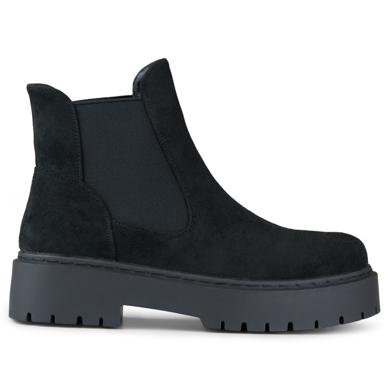 Suede women's Chelsea boots with a thick sole black