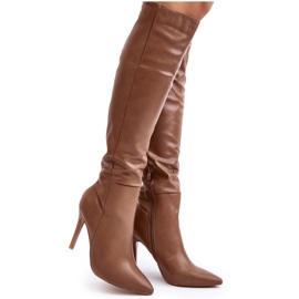 Women's Over-the-Knee High Heel Boots, Dark Beige Sirenpha Women's Over-the-Knee High Heel Boots, Dark Beige Sirenpha