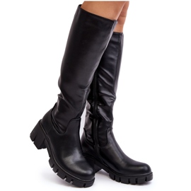 Vinceza Black Nienna Women's Boots With Low Massive Heels