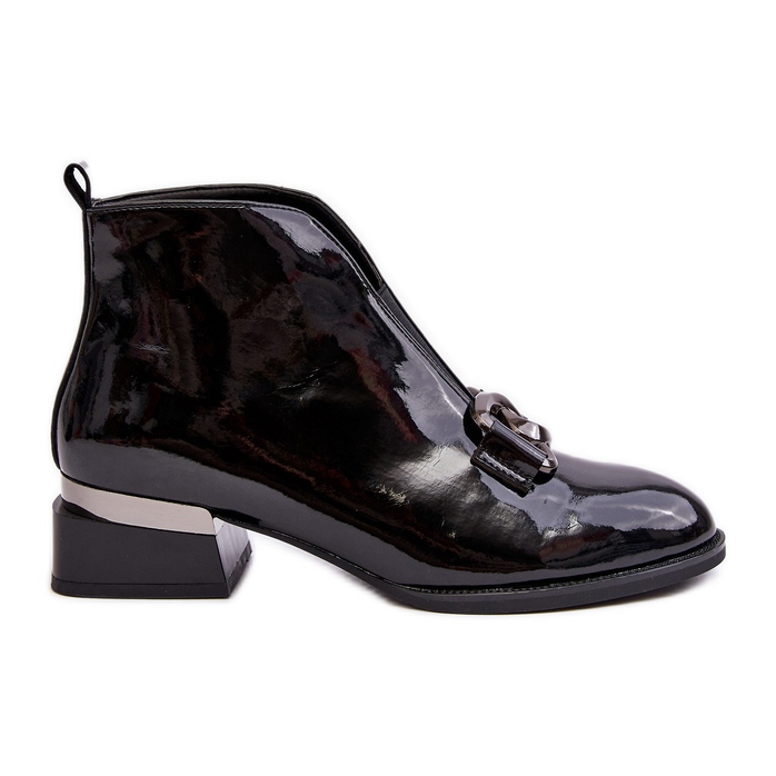 Vinceza Patent Leather Women s Low Heel Boots Insulated Black Loos