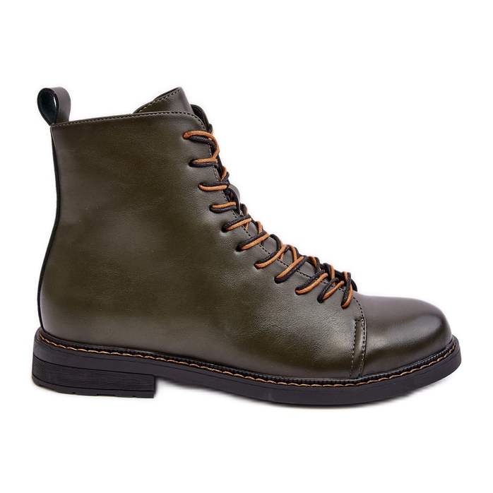 Vinceza Women's Leather Ankle Boots Green Ethel