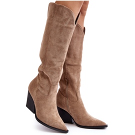 Fashionable Delia Beige Suede Cowboy Boots Fashionable Delia Beige Suede Cowboy Boots