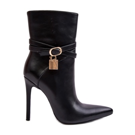 Women's High Heel Boots With Straps Black Casulle Women's High Heel Boots With Straps Black Casulle