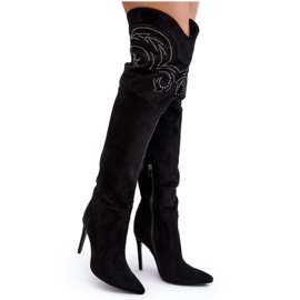 Women's Over-The-Knee High Heel Boots Black Vessy