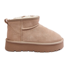 Fashionable Suede Low Snow Boots Light Beige Nucca