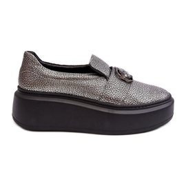 Women's Leather Shoes on the Platform With Decoration Laura Messi 2697/810 Silver Women's Leather Shoes on the Platform With Decoration Laura Messi 2697/810 Silver