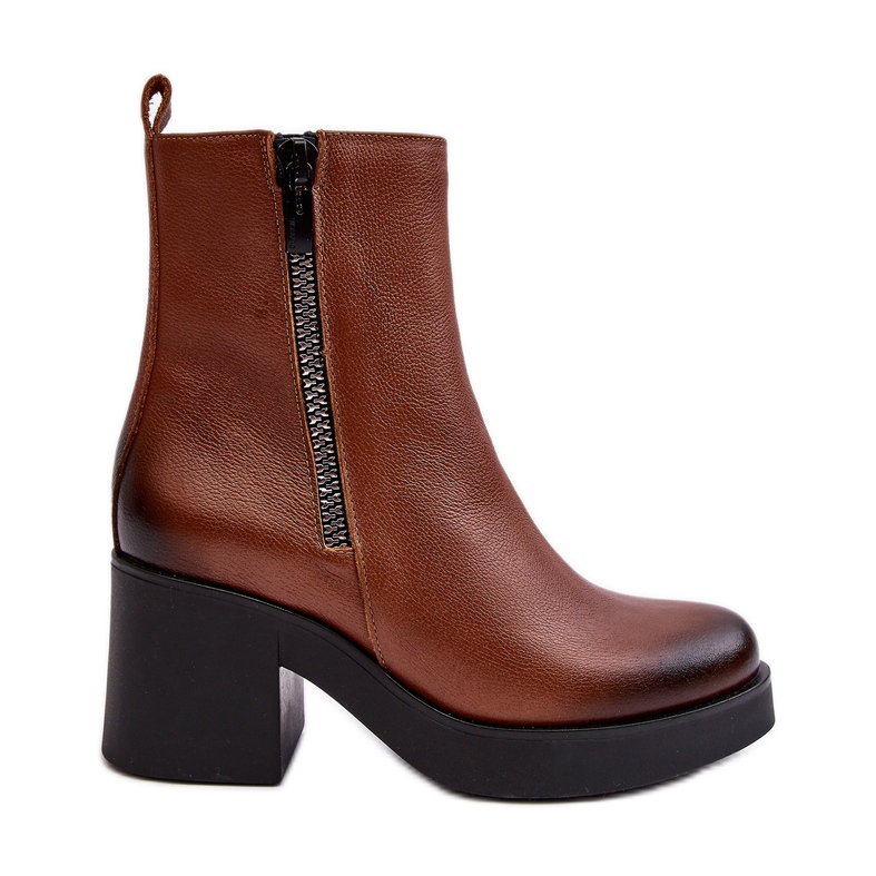 Lemar Littosa Lemar Littosa Leather Ankle Boots On A Massive Heel With Zippers brown Lemar Littosa Lemar Littosa Leather Ankle Boots On A Massive Heel With Zippers brown