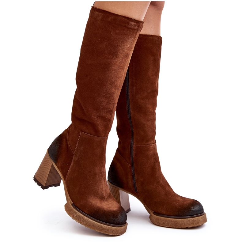 Suede Women's High Heel Boots Above the Knee Lemar Brown Ceraxa Suede Women's High Heel Boots Above the Knee Lemar Brown Ceraxa