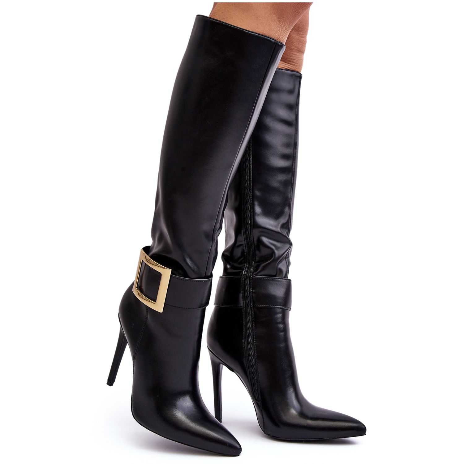 High heeled 2025 buckle boots