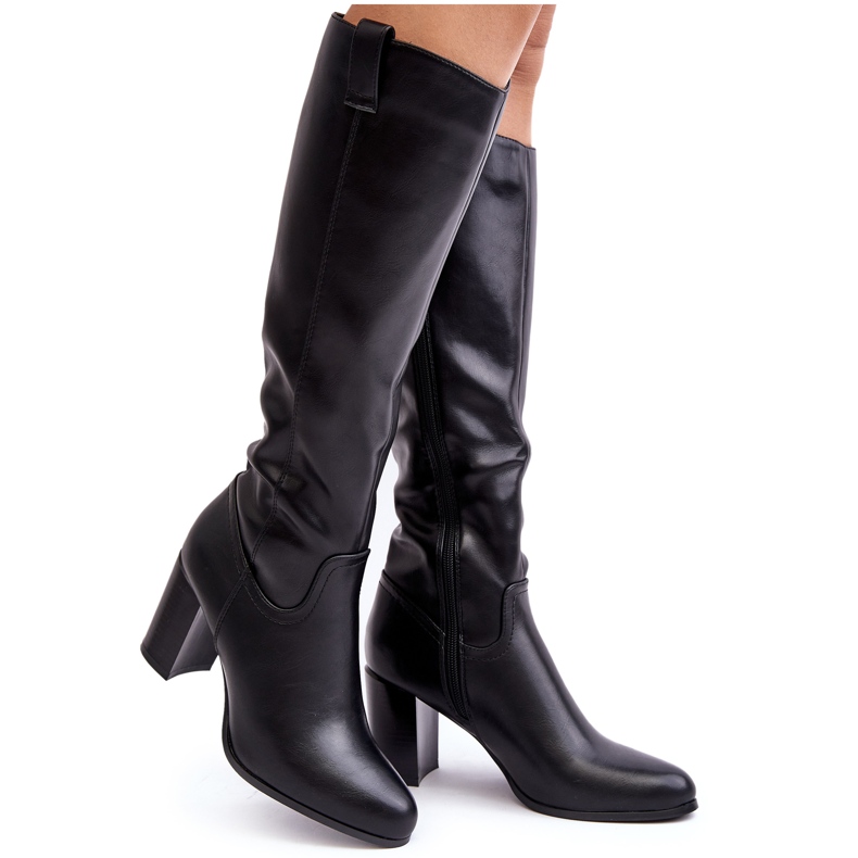 Sergio Leone Women's Over-the-Knee High Heel Boots Black Nelamessa