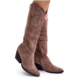 Women's Dark Beige Cowboy Boots by Sloana