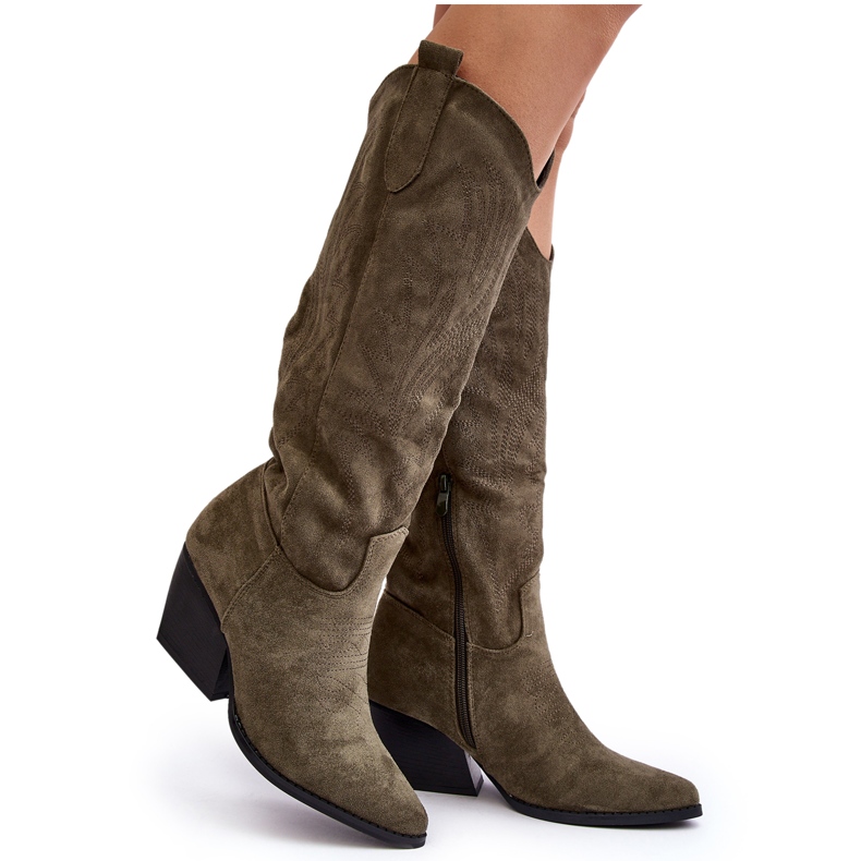 Women's Cowboy Boots on a High Heel Green Sloana Women's Cowboy Boots on a High Heel Green Sloana