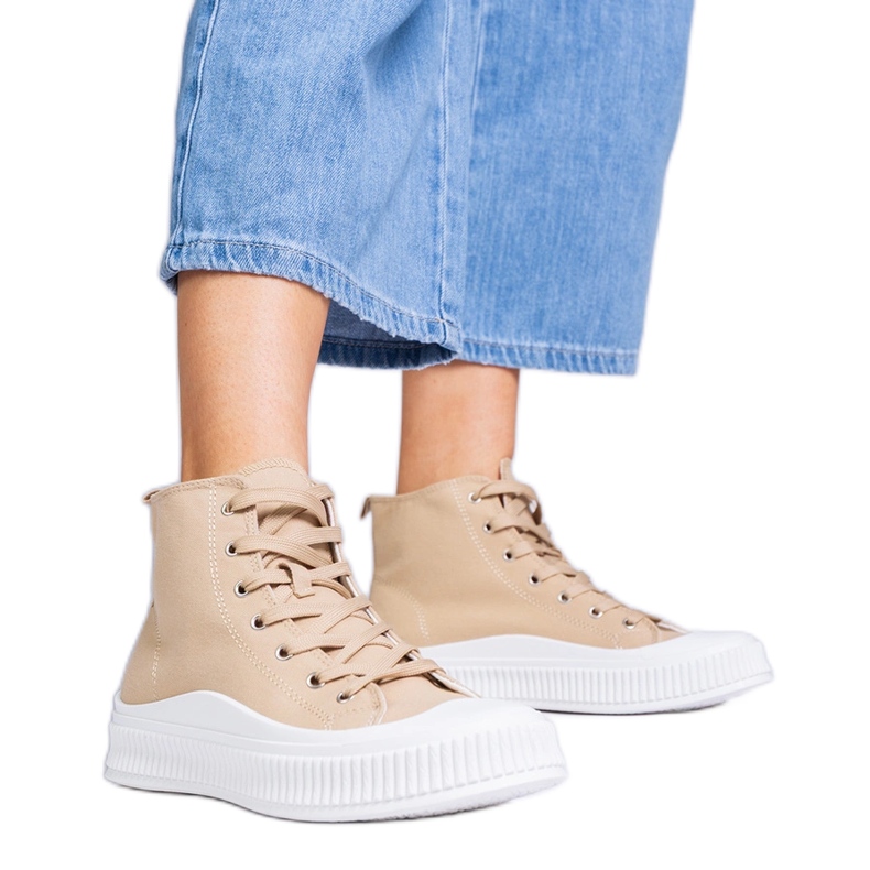 Dark beige platform sneakers by Guerrino Dark beige platform sneakers by Guerrino