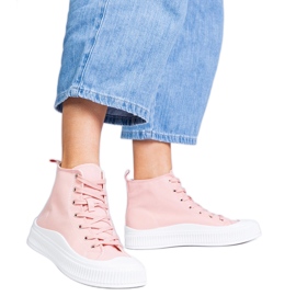Pink Guerrino high platform sneakers