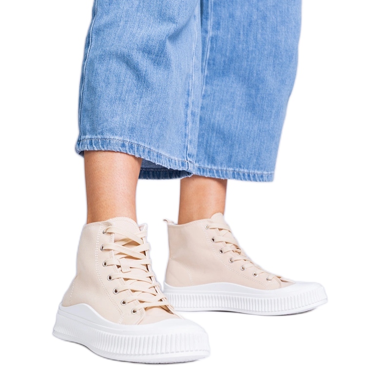 Beige platform sneakers by Guerrino Beige platform sneakers by Guerrino