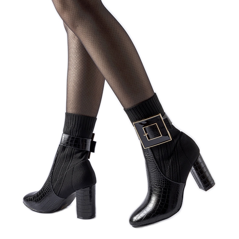 Enrice black animal print sock boots