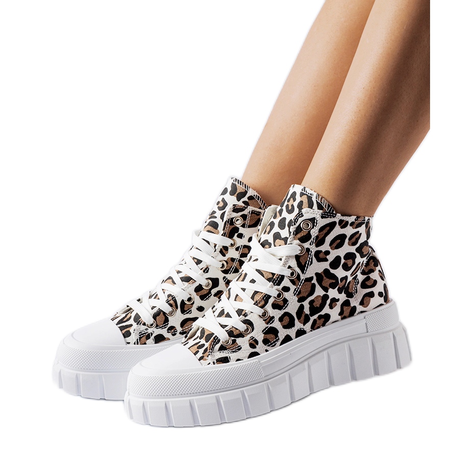 Fiave leopard print high platform sneakers white