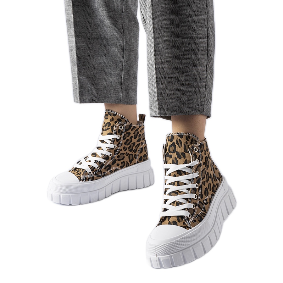 Brown platform sneakers with a leopard print from Fiave