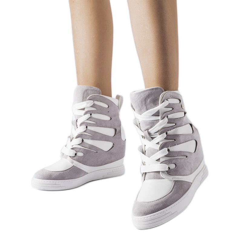 White and gray Pantaleone wedge sneakers grey White and gray Pantaleone wedge sneakers grey