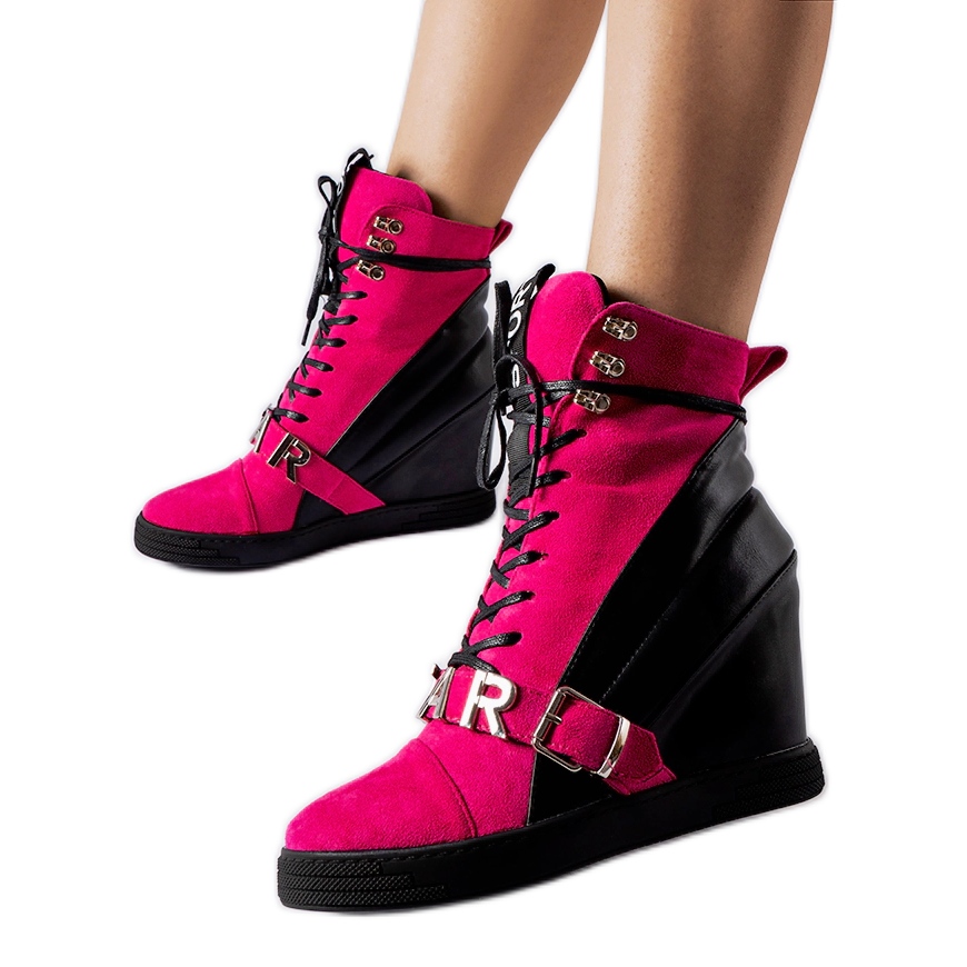 Pink and black Pugliesi wedge sneakers